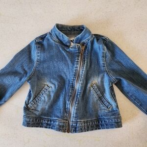 Gymboree Girls Best in Show Denim Moto Zipper Jean Jacket XS 4